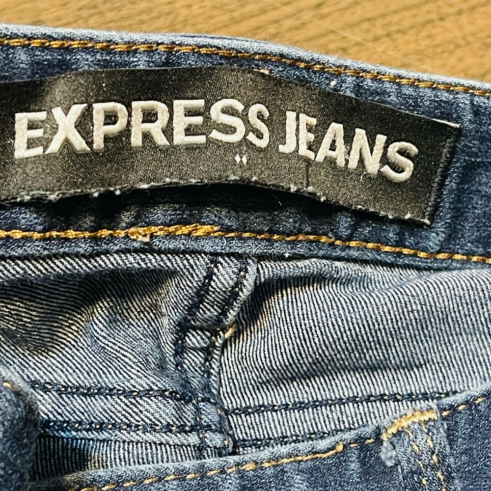 Express Dark Blue Women's Straight Leg Jeans - Picture 3 of 7